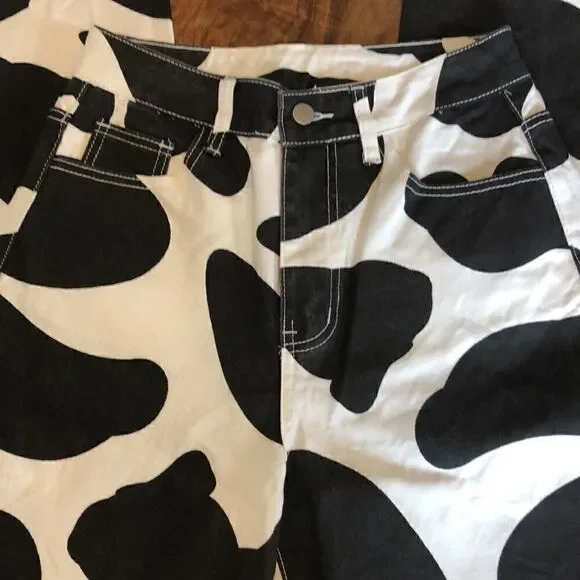 WDIRARA high waist wide leg jeans cow print size small - Picture 2 of 8